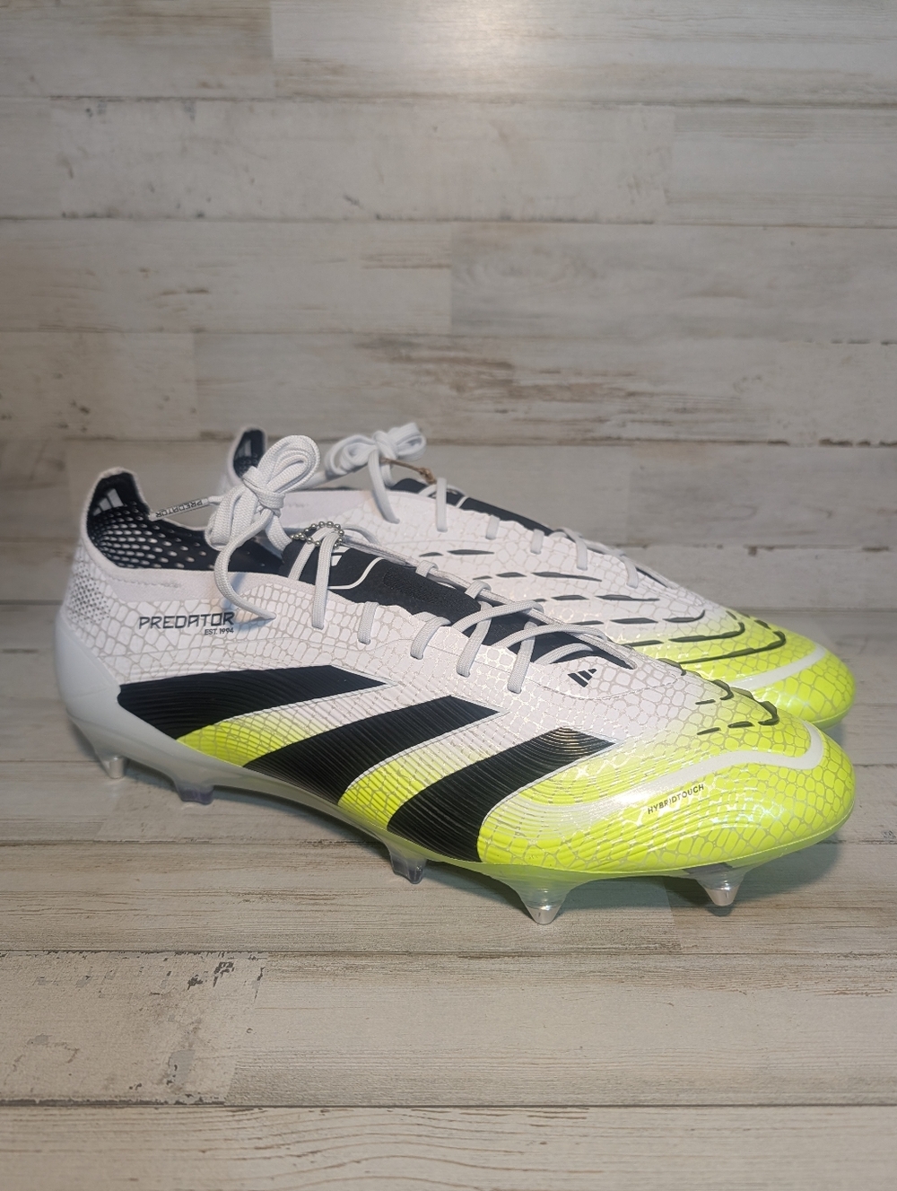 Adidas Predator Elite SG Men's White, Neon Yellow & Black Soccer Cleats Size 12